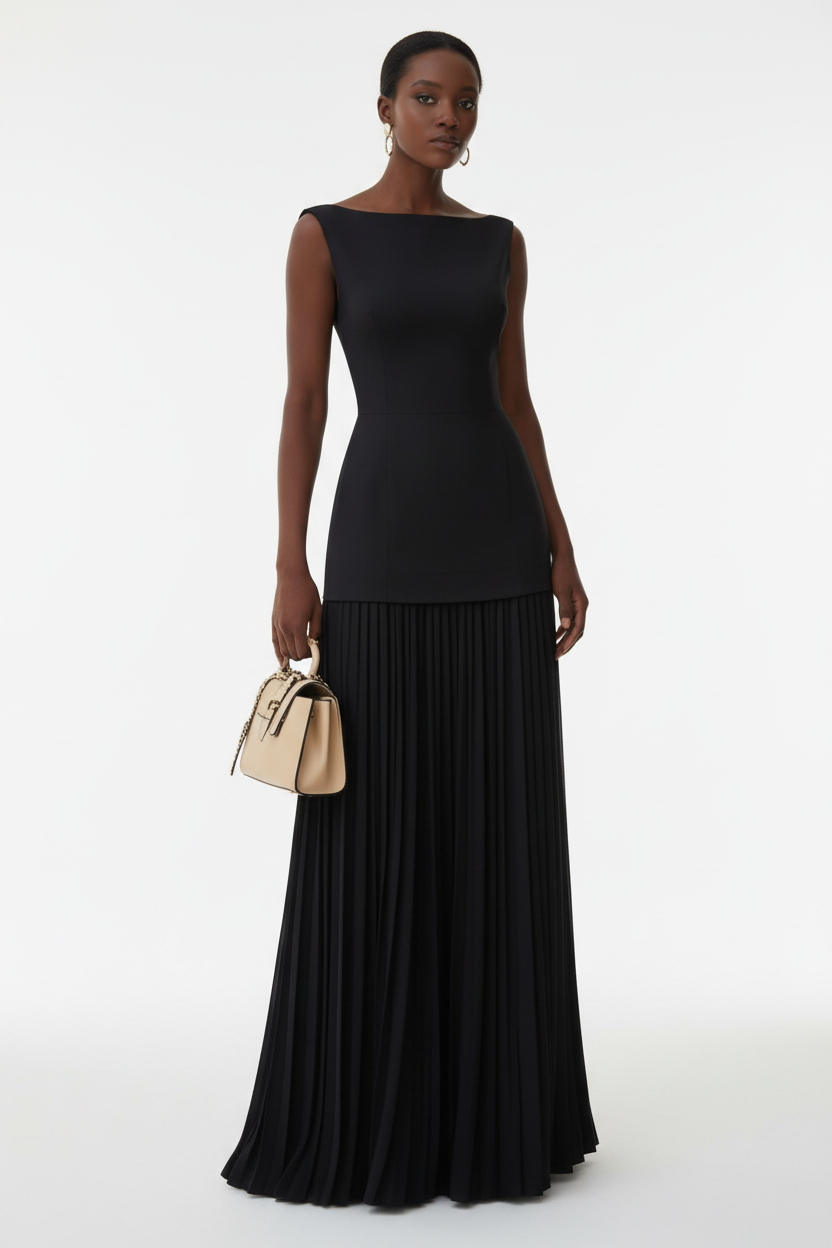Sleeveless Pleated Maxi Dress