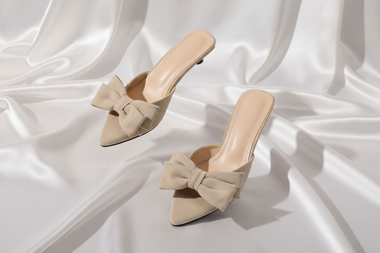 Bow-Kitten Heel Sandals