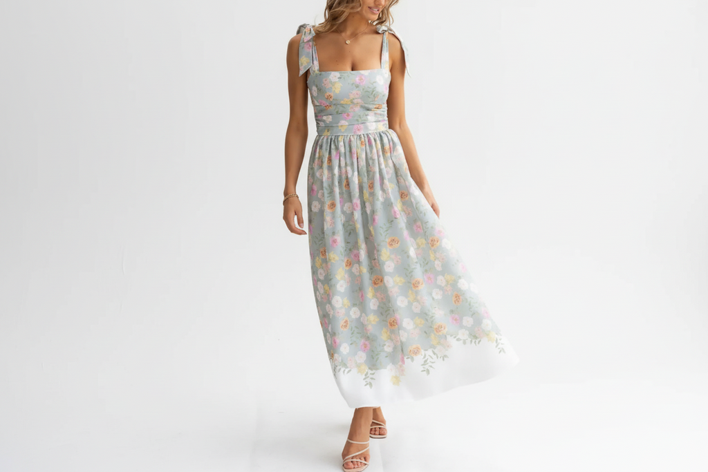 Floral Tie-Shoulder Dress