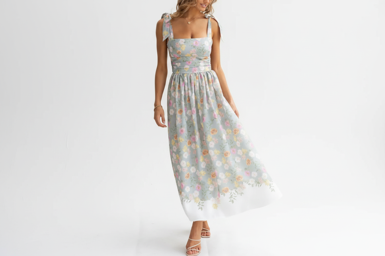 Floral Tie-Shoulder Dress