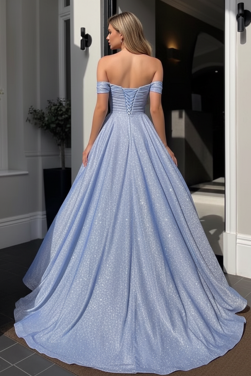 Off-Shoulder High Slit Maxi Dress