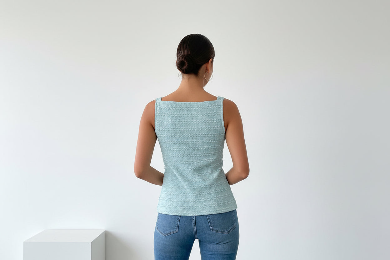 Scalloped Textured Button-Front Top