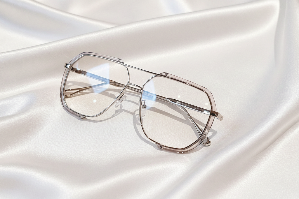 Sunglasses on a satin surface