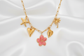 Beach Theme Pendant Necklace with Resin Flower